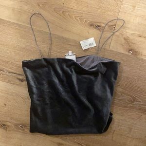 Velvet spaghetti strap crop top
